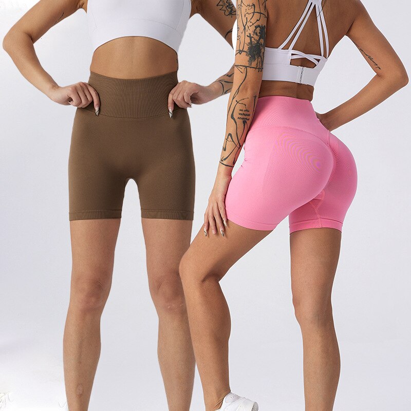 Seamless Hip Lift Yoga Shorties | Women Push Up Sports Shorts | Running Fitness Three-point Shorts| Women's Cycling Shorts