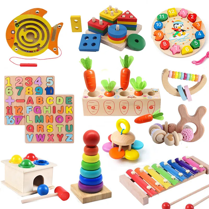 Montessori Baby Wooden Toys 1 2 3 Years Early Learning Baby Puzzles Montessori Child Games Educational Toys For Children