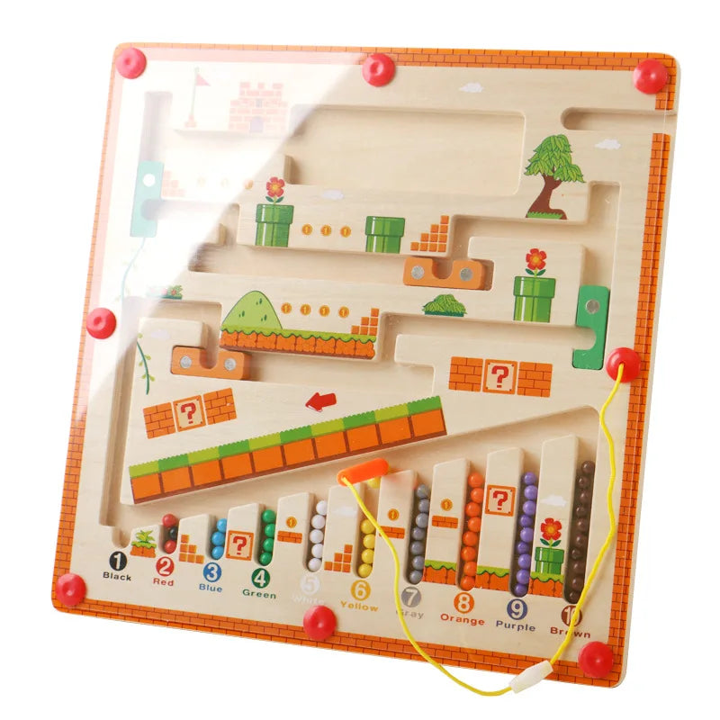 Wooden Magnetic Color and Number Maze Learning Education Toys Color Matching Montessori Toys Wooden Toys Gift for Kids