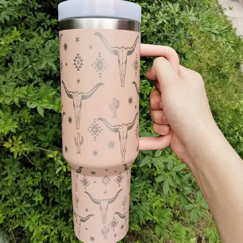 1pc, Water Tumbler, Water Thermos, Mental Vacuum Cup, Stainless Steel Water Tumbler Cup, Large Capacity Water Tumbler With Straw