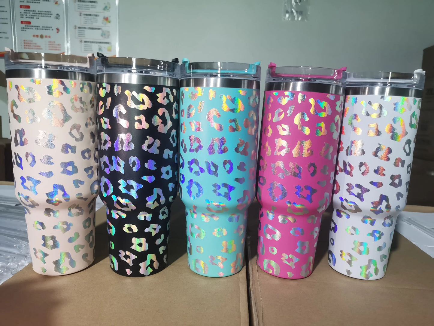 40oz Glitter Blank Sublimation Shimmer Holographic Rainbow Tumbler Insulated Mug With Handle For Hot Print Stainless Steel Cup