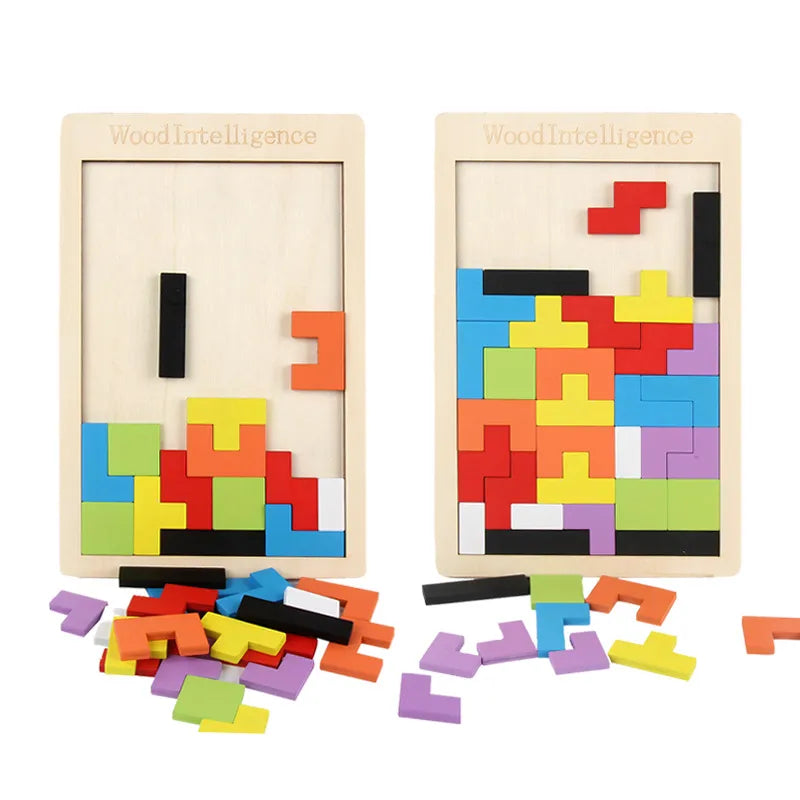 3D Puzzle Colorful Wooden Tangram For Kids Children toys Learning Education Board Games Puzzles toys for children restless