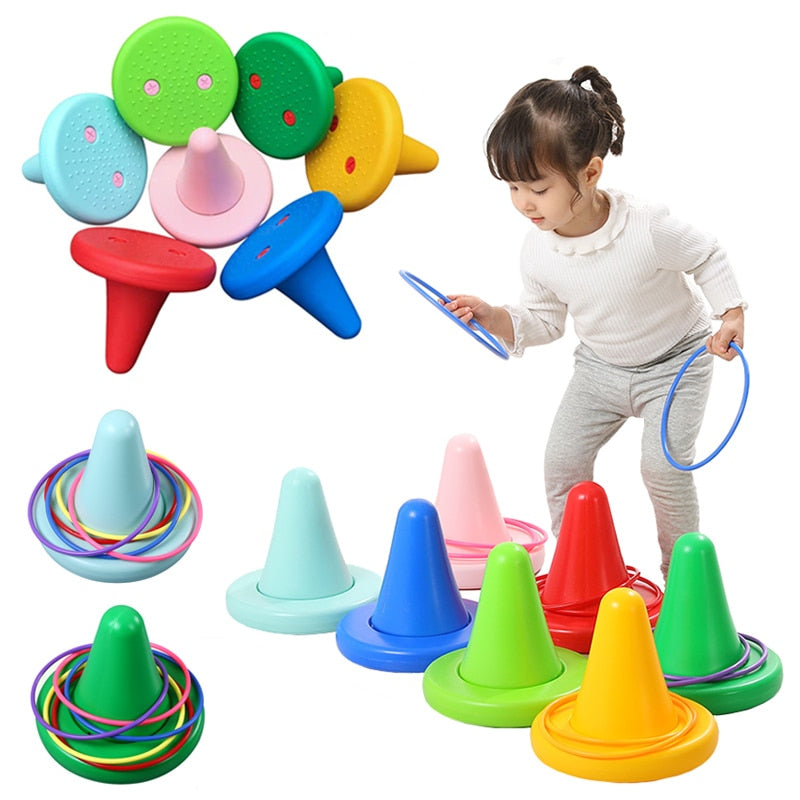 Children Cone Ring Toss Game | Training Sensory Integration Toys | Chair Throwing Ring | Balance Perception Kids Teaching Aid