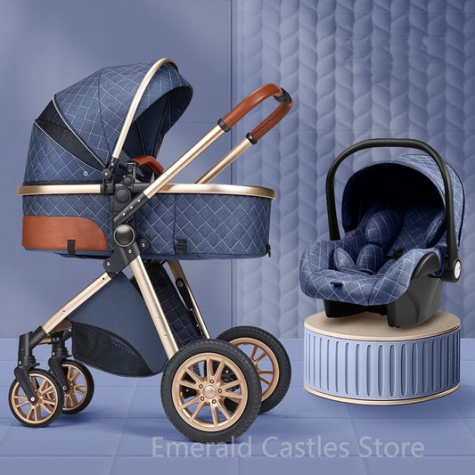 New 3 in 1 Baby Stroller | High Landscape Carriage | Light Newborn Shock Proof Two Way | 2 in 1 Kid Car Baby Comfort